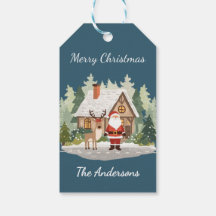 Kerstcadeautags - Ontwerp met Kerstman en Rendiere
