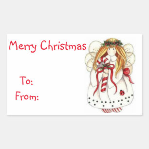 Kerstcadeautags/rechthoekige Stickers/Angel Rechthoekige Sticker