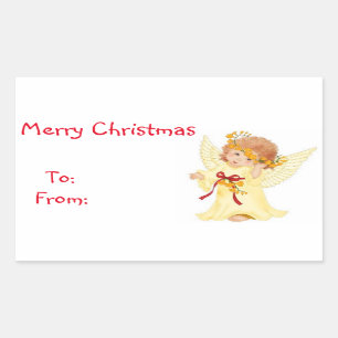 Kerstcadeautags/rechthoekige Stickers/Angel Rechthoekige Sticker