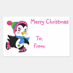 Kerstcadeautags/rechthoekige Stickers/pinguïn Rechthoekige Sticker