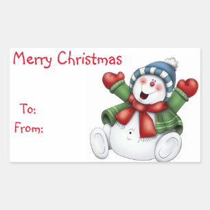 Kerstcadeautags/rechthoekige Stickers/Snowman Rechthoekige Sticker