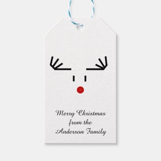 kerstcadeautags - Rudolph Red Nose Cadeaulabel (Voorkant)