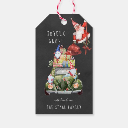 Kerstcadeautags | Schattige Gnomes & Kerstman Cadeaulabel (Voorkant)