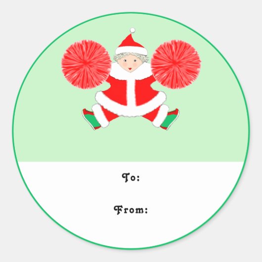 Kerstcadeautags voor cheerleaders ronde sticker (Voorkant)
