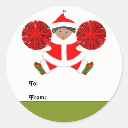 Kerstcadeautags voor cheerleaders ronde sticker (Voorkant)