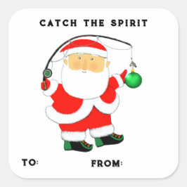 Kerstcadeautags voor vissers vierkante sticker