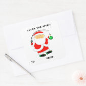 Kerstcadeautags voor vissers vierkante sticker (Envelop)