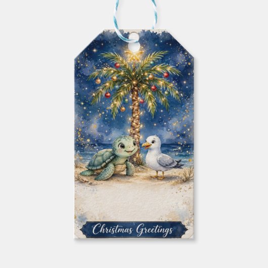 Kerstcadeautags Zeeschildpad Cadeaulabel (Voorkant)