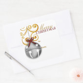 Kerstcadeautagsticker met bellen vierkante sticker (Envelop)