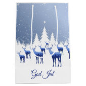 Kerstcadeautas Blauw Hert God Jul Medium Cadeauzakje (Achterkant)
