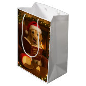 Kerstcadeautas Christmas ft. een gele labrador Medium Cadeauzakje (Achterkant Gekanteld)
