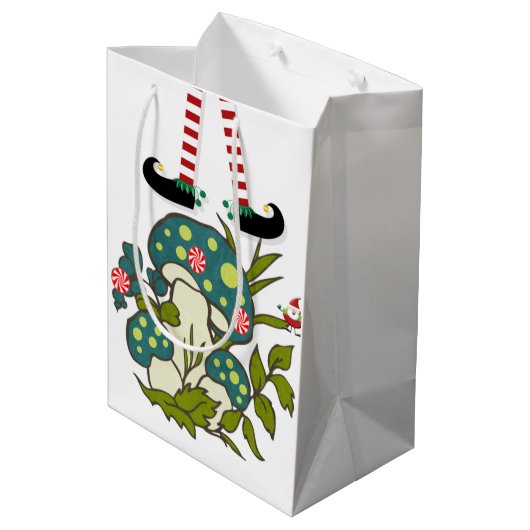 Kerstcadeautas Elf Medium Cadeauzakje (Achterkant Gekanteld)