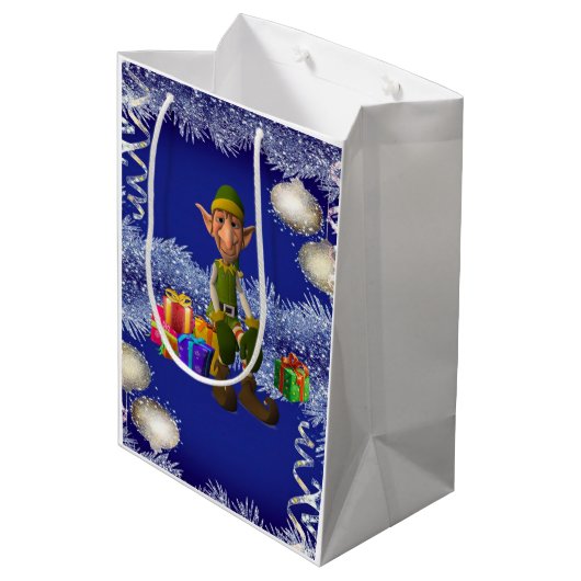 Kerstcadeautas Elf Medium Cadeauzakje (Achterkant Gekanteld)