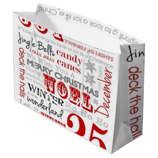 kerstcadeautas met groot cadeautje - glanzend large cadeautasje (Achterkant Gekanteld)