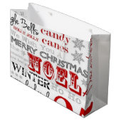 kerstcadeautas met groot cadeautje - glanzend large cadeautasje (Voorkant Gekanteld)