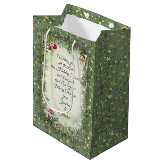 Kerstcadeautas met Jouw tekst Medium Cadeauzakje (Voorkant Gekanteld)