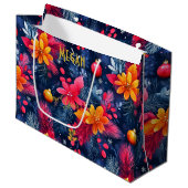 Kerstcadeautas met levendige flora extra groot cadeauzakje (Voorkant Gekanteld)