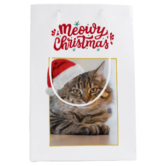 Kerstcadeautas met Meowy foto middelgroot cadeauta Medium Cadeauzakje