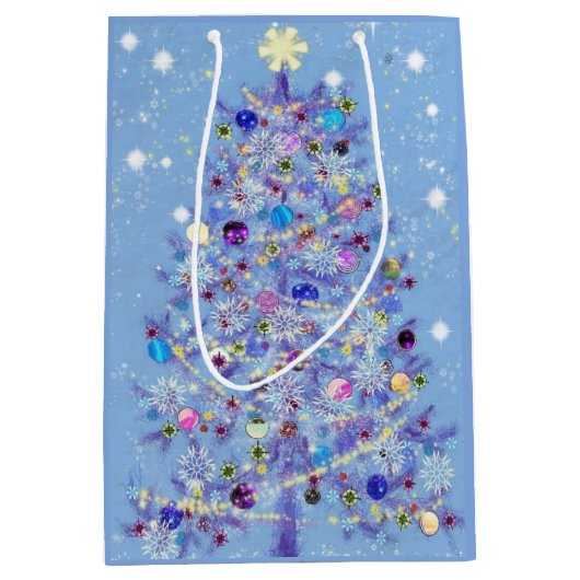 Kerstcadeautas met mooie kerstboom medium cadeauzakje (Voorkant)