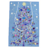 Kerstcadeautas met mooie kerstboom medium cadeauzakje (Achterkant)