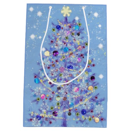 Kerstcadeautas met mooie kerstboom medium cadeauzakje (Achterkant)