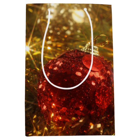 kerstcadeautas met mousserende kerstcadeaus medium cadeauzakje (Voorkant)