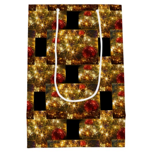 kerstcadeautas met mousserende kerstcadeaus medium cadeauzakje (Achterkant)