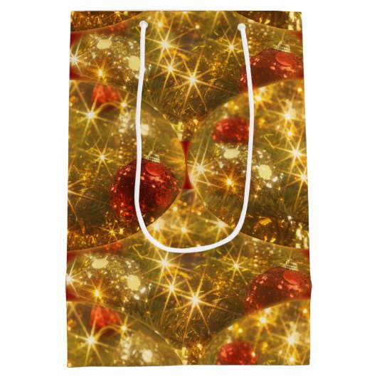 kerstcadeautas met mousserende kerstcadeaus medium cadeauzakje (Achterkant)