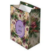 Kerstcadeautas met op maat gemaakte monogram medium cadeauzakje (Voorkant Gekanteld)