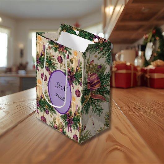 Kerstcadeautas met op maat gemaakte monogram medium cadeauzakje