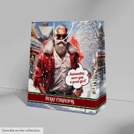 Kerstcadeautas met op maat gemaakte naam Cool Sint Medium Cadeauzakje