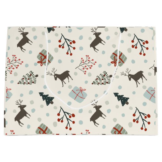 Kerstcadeautas met rendier groot cadeauzakje (Voorkant)