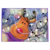 Kerstcadeautas met rendieren groot cadeauzakje (Voorkant)