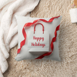Kerstcadeautas Met Rode Lint Kussen