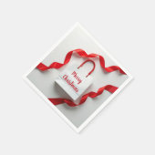 Kerstcadeautas met rode linten servet (Hoek)