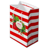 Kerstcadeautas met rode strepen medium cadeauzakje (Voorkant Gekanteld)