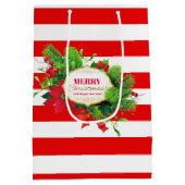 Kerstcadeautas met rode strepen medium cadeauzakje (Achterkant)