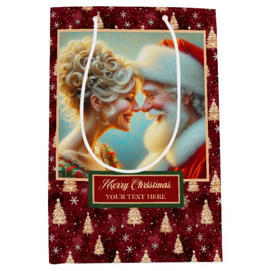 Kerstcadeautas met Waterverf Sinterklaas Medium Cadeauzakje (Voorkant)