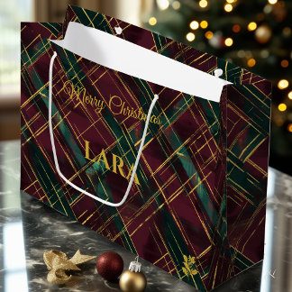 Kerstcadeautas Moderne Plaid Schotse Ruit Patroon Groot Cadeauzakje