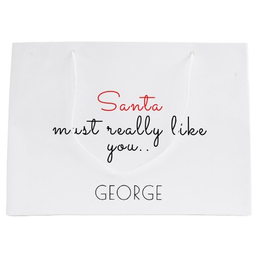 kerstcadeautas personaliseren met naam groot cadeauzakje (Voorkant)