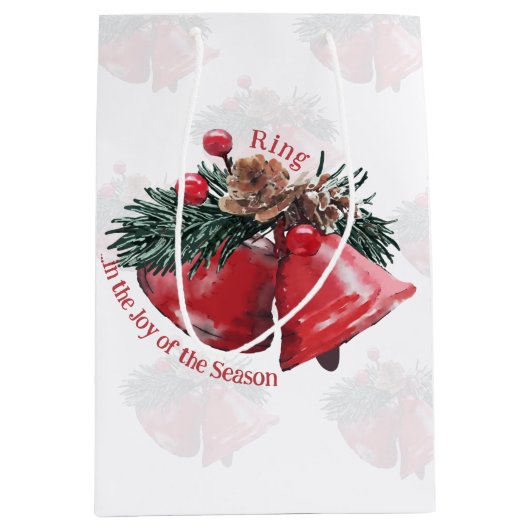 Kerstcadeautas – Ring in de vreugde van het seizoe Medium Cadeauzakje (Voorkant)