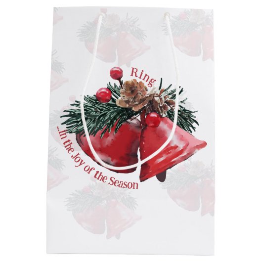 Kerstcadeautas – Ring in de vreugde van het seizoe Medium Cadeauzakje (Achterkant)