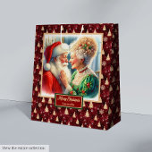 Kerstcadeautas Santa & Mrs Claus Waterverf Medium Cadeauzakje