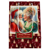 Kerstcadeautas Santa & Mrs Claus Waterverf Medium Cadeauzakje (Achterkant)