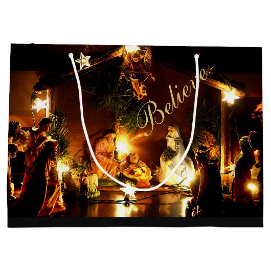 Kerstcadeautas uit de kerststal groot cadeauzakje (Achterkant)