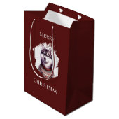 Kerstcadeautassen, Husky Holiday Medium Cadeauzakje (Achterkant Gekanteld)
