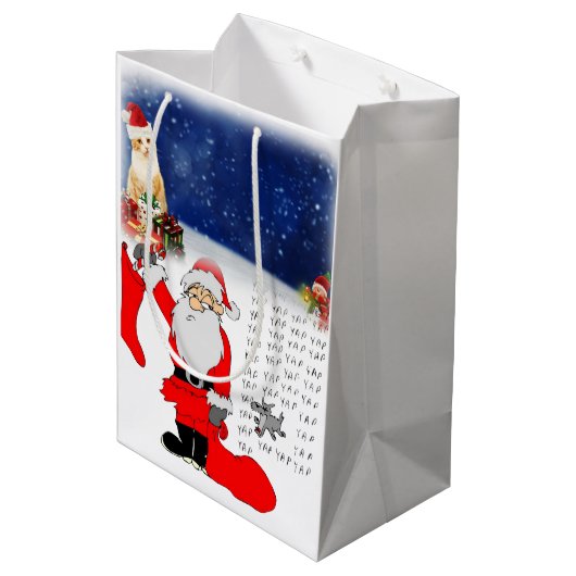 Kerstcadeautassen Kat Medium Cadeauzakje (Achterkant Gekanteld)