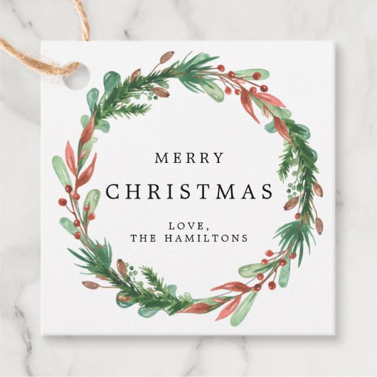 kerstcadeautassen met speciale cadeaus voor kerstm bedankjes labels (Voorkant)