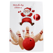 Kerstcadeautassen Santa Bowling Medium Cadeauzakje (Achterkant)