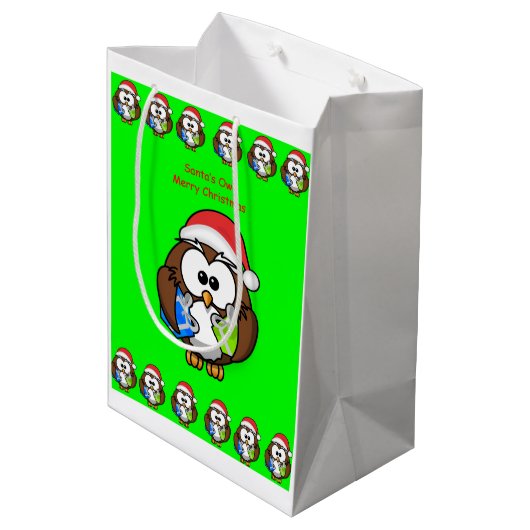 Kerstcadeautassen Uil Medium Cadeauzakje (Achterkant Gekanteld)